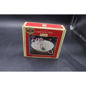 Spode Christmas Tree 6 inch Green Holiday Embossed Scalloped Candy Bowl NEW